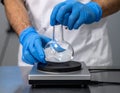 Laboratory Scientist Weighing Sample Using Precision Scale Royalty Free Stock Photo
