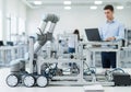 A laboratory setting with a focus on robotics and automation. A Royalty Free Stock Photo