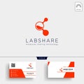 laboratory share technology logo template and business card