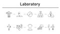 Laboratory simple concept icons set. Contains such icons as human dissection, eye pin, time paradox, hive, astral