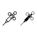 Laboratory syringe line and glyph icon. Needle vector illustration isolated on white. Injector outline style design Royalty Free Stock Photo