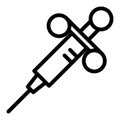 Laboratory syringe line icon. Needle vector illustration isolated on white. Injector outline style design, designed for Royalty Free Stock Photo