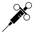 Laboratory syringe solid icon. Needle vector illustration isolated on white. Injector glyph style design, designed for Royalty Free Stock Photo