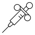 Laboratory syringe thin line icon. Needle vector illustration isolated on white. Injector outline style design, designed Royalty Free Stock Photo