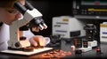 Laboratory Technician Analyzing Blood Sample Under Microscope Royalty Free Stock Photo