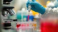 Laboratory Technician Conducting Experiment with Colorful Test Tubes