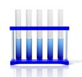 Laboratory test tubes with blue gradient liquid. 3D Illustration. Royalty Free Stock Photo