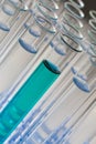 Laboratory test tubes with blue liquid sample Royalty Free Stock Photo