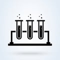 Laboratory test tubes for experiments. Chemical reaction flasks. Flat design style Royalty Free Stock Photo