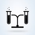 Laboratory test tubes for experiments. Chemical reaction flasks. Flat design style Royalty Free Stock Photo