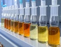 Laboratory Test Tubes Filled with Various Liquids in a Row Royalty Free Stock Photo
