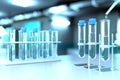 Laboratory test-tubes in modern biochemistry university facility - drinkable water quality test for bacteria concept, medical 3D Royalty Free Stock Photo