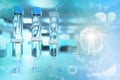 Laboratory test tubes in modern chemistry university clinic - drinkable water quality test for bacteria design background, medical Royalty Free Stock Photo