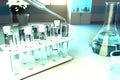 Laboratory test-tubes in modern pharmaceutical research facility - drinkable water quality test for bacteria concept, medical 3D Royalty Free Stock Photo