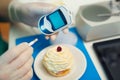 Laboratory testing of glucose to cake Royalty Free Stock Photo