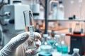 Laboratory testing of water sample for PFAS. A test tube in the hands of a scientist. Science lab Royalty Free Stock Photo