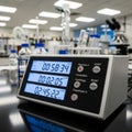 Laboratory timer with multiple display screens in a high-tech Royalty Free Stock Photo
