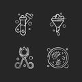 Laboratory tools chalk white icons set on black background Royalty Free Stock Photo