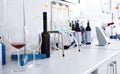 modern laboratory of winery. Checking acidity of wine and organoleptic characteristics Royalty Free Stock Photo