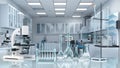 Laboratory workplace interior with blurred background. Royalty Free Stock Photo
