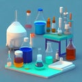 Laboratory tools for analysis. Test tubes.