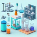 Laboratory tools for analysis. Test tubes.