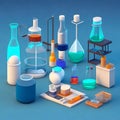 Laboratory tools for analysis. Test tubes.