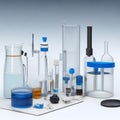 Laboratory tools for analysis. Test tubes.