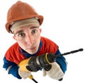 Laborer with drill