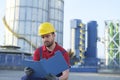 Laborer outside a factory working Royalty Free Stock Photo