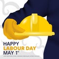 Labour day background with worker holding a safety helmet Royalty Free Stock Photo