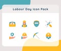 Labour day icon icons set collection package white isolated background with flat color style Royalty Free Stock Photo