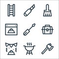 Labour day line icons. linear set. quality vector line set such as axe, barbecue, labor day, toolbox, screwdriver, labor day, Royalty Free Stock Photo