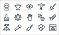 Labour day line icons. linear set. quality vector line set such as labor day, cutter, labor day, balloons, saw, brush, nut,