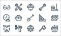 Labour day line icons. linear set. quality vector line set such as basket, labor day, labor day, axe, labor working hours, rulers