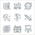 labour day line icons. linear set. quality vector line set such as brush, labor day, international, saw, hammer, mallet, blade,