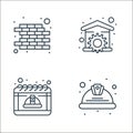 labour day line icons. linear set. quality vector line set such as helmet, labor day, repair