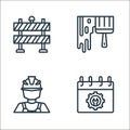 labour day line icons. linear set. quality vector line set such as labor day, worker, paint brush