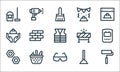 labour day line icons. linear set. quality vector line set such as paint roller, safety glasses, nut, plunger, basket, labor day,
