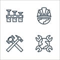 labour day line icons. linear set. quality vector line set such as world, hammers, labor