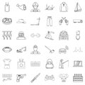 Labour legislation icons set, outline style