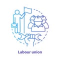 Labour union blue concept icon. Employee right protection idea thin line illustration. Trade union. Worker association