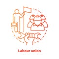 Labour union red concept icon. Employee right protection idea thin line illustration. Trade union. Workers association