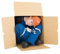 Labourer in box Royalty Free Stock Photo