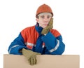 Labourer with box Royalty Free Stock Photo