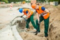 Labourers on a road construction Royalty Free Stock Photo