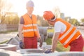 Labourers on road construction Royalty Free Stock Photo