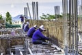 Labourers working on the construction