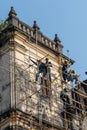 Labourers working on the repair and restoration of the Church of St. John of Goa in the UNESCO