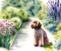 Labradoodle Dog, Generative AI Illustration